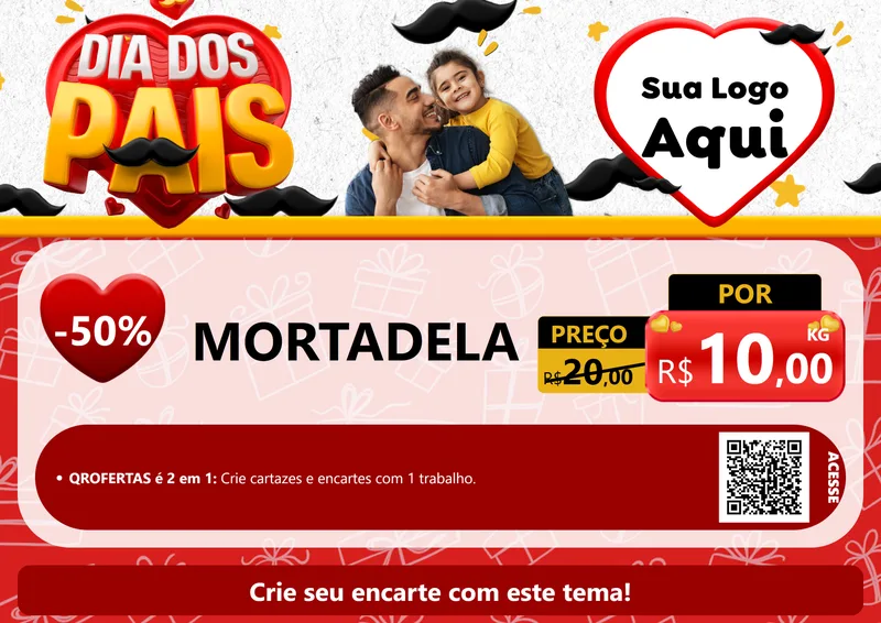 Modelo de Cartaz para Cartaz A4 Horizontal com o tema Dia dos Pais para Frios e Laticínios