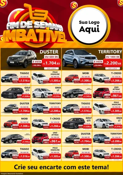 Modelo de Encarte para Encarte A4 Vertical com o tema Fim de Semana Imbatível para Concessionaria de Carros