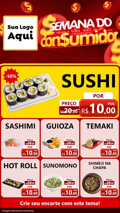 Modelo de Rede Social para Stories com o tema Semana do Consumidor para Comida japonesa