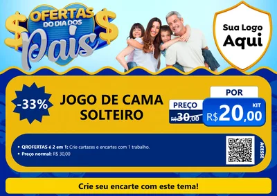 Modelo de Cartaz para Cartaz A4 Horizontal com o tema Ofertas do Dia dos Pais para Cama, Mesa e Banho