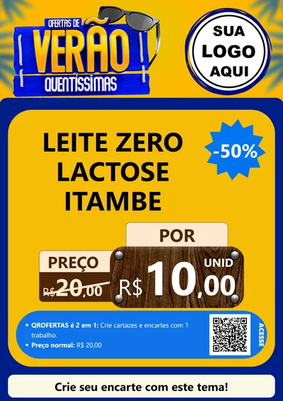 Modelo de Cartaz para Cartaz A4 Vertical com o tema Ofertas de Verão Quentíssimas para Frios e Laticínios