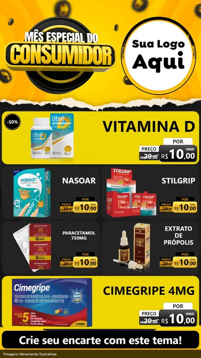 Modelo de TV para TV Vertical com o tema Mês Especial do Consumidor para Farmácia