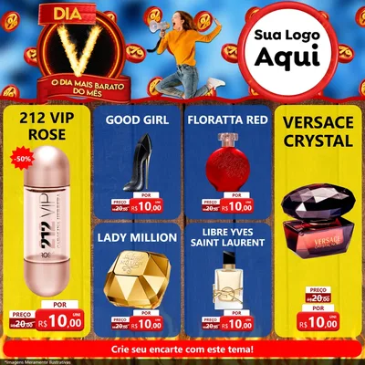 Modelo de Rede Social para Feed Facebook com o tema Dia V - O Dia Mais Barato Do Mês para Perfumes