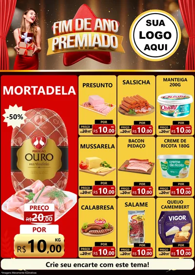 Modelo de Encarte para Encarte A4 Vertical com o tema Fim de Ano Premiado para Frios e Laticínios