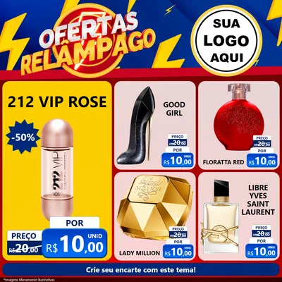 Modelo de Rede Social para Feed Facebook com o tema Ofertas Relâmpago para Perfumes