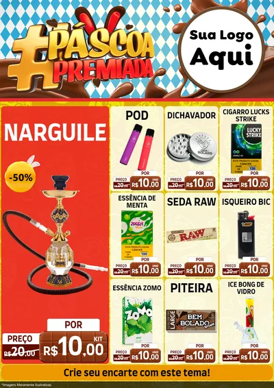 Modelo de Encarte para Encarte A4 Vertical com o tema Páscoa Premiada para Tabacaria
