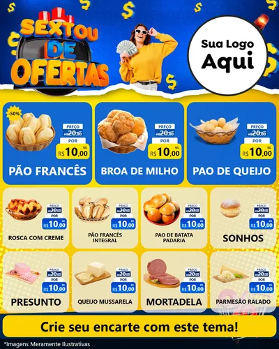 Modelo de Rede Social para Feed Instagram com o tema Sextou de Ofertas para Padaria