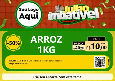 Modelo de Cartaz para Cartaz A4 Horizontal com o tema Julho Imbatível para Supermercado