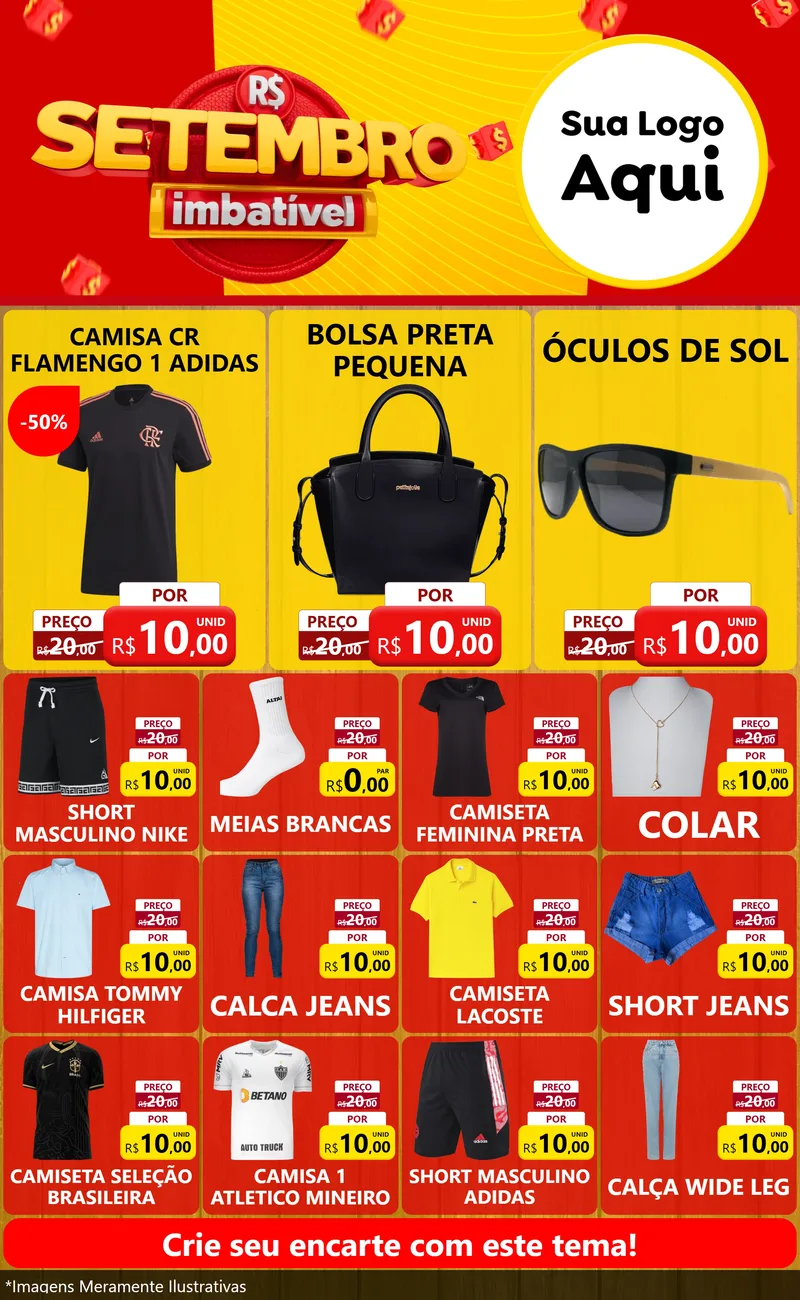 Modelo de Encarte para Encarte Grande com o tema Setembro Imbatível para Roupas e acessórios