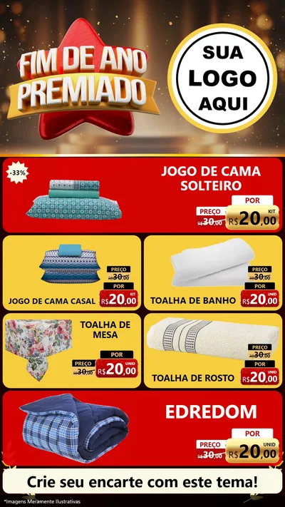 Modelo de TV para TV Vertical com o tema Fim de Ano Premiado para Cama, Mesa e Banho