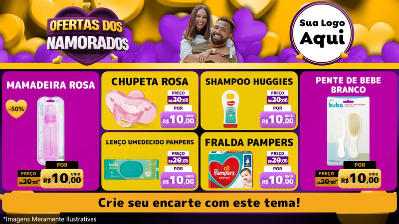 Modelo de TV para TV Horizontal com o tema Oferta Dos Namorados para Bebês