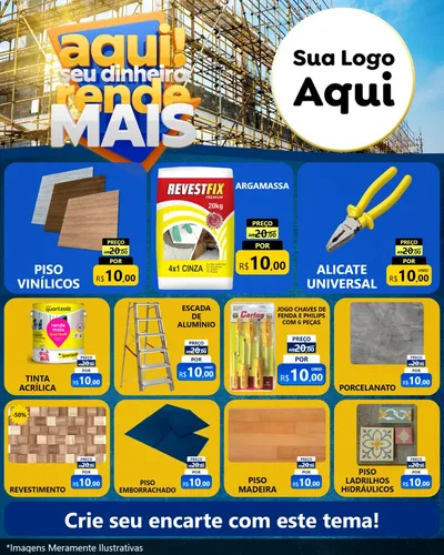 Modelo de Rede Social para Feed Instagram com o tema Aqui Seu Dinheiro Rende Mais para Material para Construção