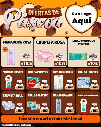 Modelo de Rede Social para Feed Instagram com o tema Ofertas de Páscoa para Bebês