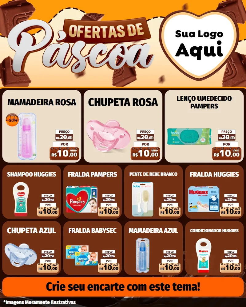 Modelo de Rede Social para Feed Instagram com o tema Ofertas de Páscoa para Bebês