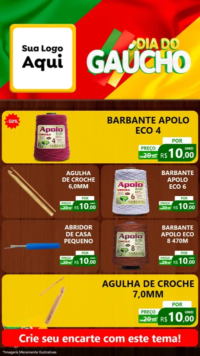Modelo de TV para TV Vertical com o tema Dia do Gaúcho para Armarinho e Aviamentos