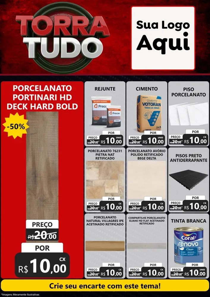 Modelo de Encarte para Encarte A4 Vertical com o tema Torra Tudo para Pisos e revestimentos