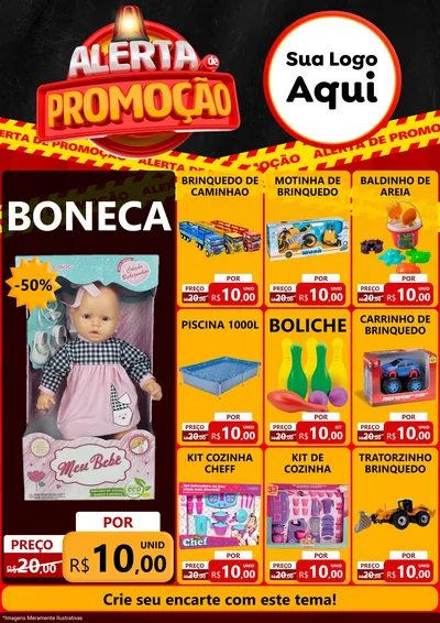 Modelo de Encarte para Encarte A4 Vertical com o tema Alerta de Promoção para Brinquedos