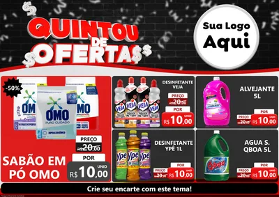 Modelo de Encarte para Encarte A4 Horizontal com o tema Quintou de Ofertas para Produtos de Limpeza