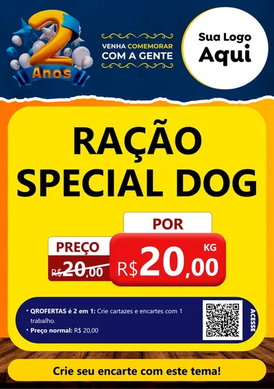 Modelo de Cartaz para Cartaz A4 Vertical com o tema Aniversário de 2 anos para Pet Shop