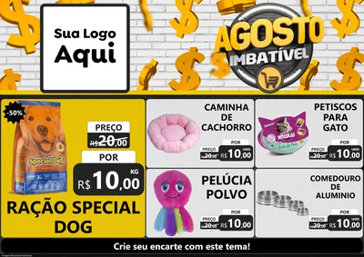 Modelo de Encarte para Encarte A4 Horizontal com o tema Agosto imbatível para Pet Shop