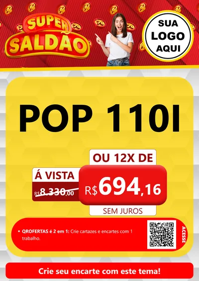 Modelo de Cartaz para Cartaz A4 Vertical com o tema Super Saldão para Concessionaria de Motos