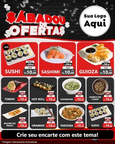 Modelo de Rede Social para Feed Instagram com o tema Sabadou de Ofertas para Comida japonesa