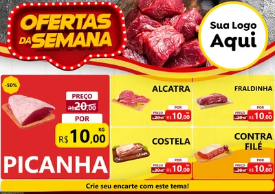Modelo de Encarte para Encarte A4 Horizontal com o tema Ofertas da Semana para Açougue