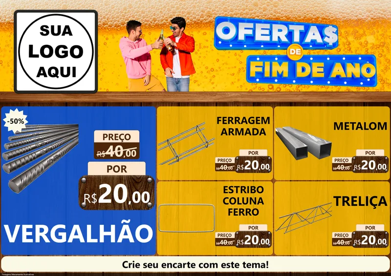 Modelo de Encarte para Encarte A4 Horizontal com o tema Ofertas de Fim de Ano para Ferragens