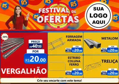 Modelo de Encarte para Encarte A4 Horizontal com o tema Festival de Ofertas para Ferragens