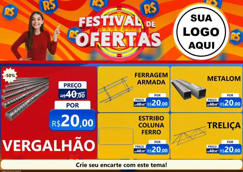 Modelo de Encarte para Encarte A4 Horizontal com o tema Festival de Ofertas para Ferragens