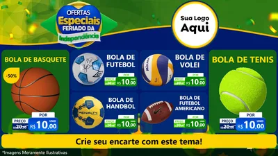 Modelo de TV para TV Horizontal com o tema Ofertas Especiais Feriado da Independência para Artigos Esportivos