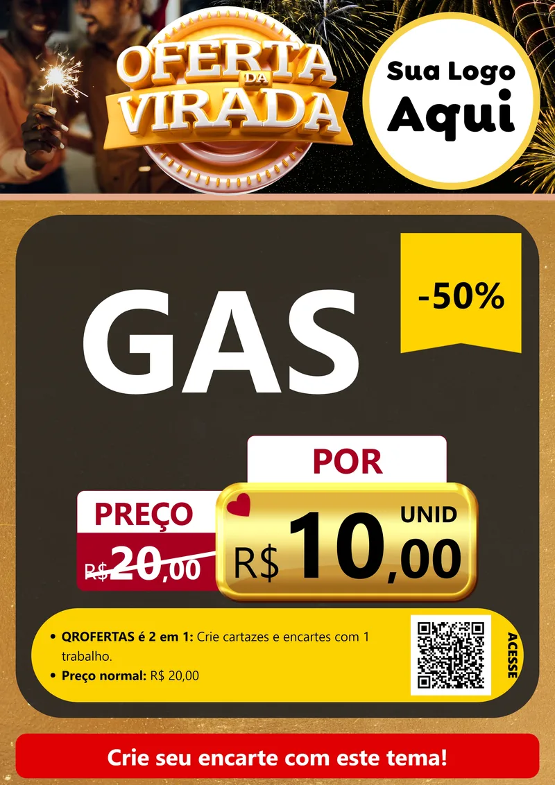 Modelo de Cartaz para Cartaz A4 Vertical com o tema Oferta da Virada para Água e gás