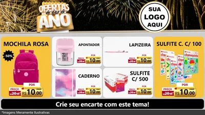 Modelo de TV para TV Horizontal com o tema Ofertas de Fim de Ano para Papelaria