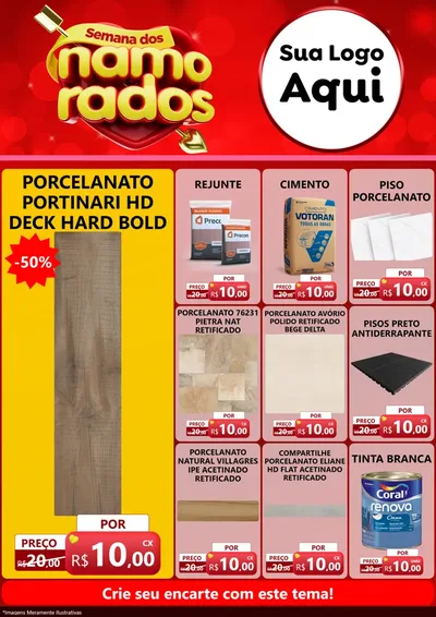 Modelo de Encarte para Encarte A4 Vertical com o tema Semana dos namorados para Pisos e revestimentos