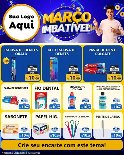 Modelo de Rede Social para Feed Instagram com o tema Março Imbatível para Higiene Pessoal