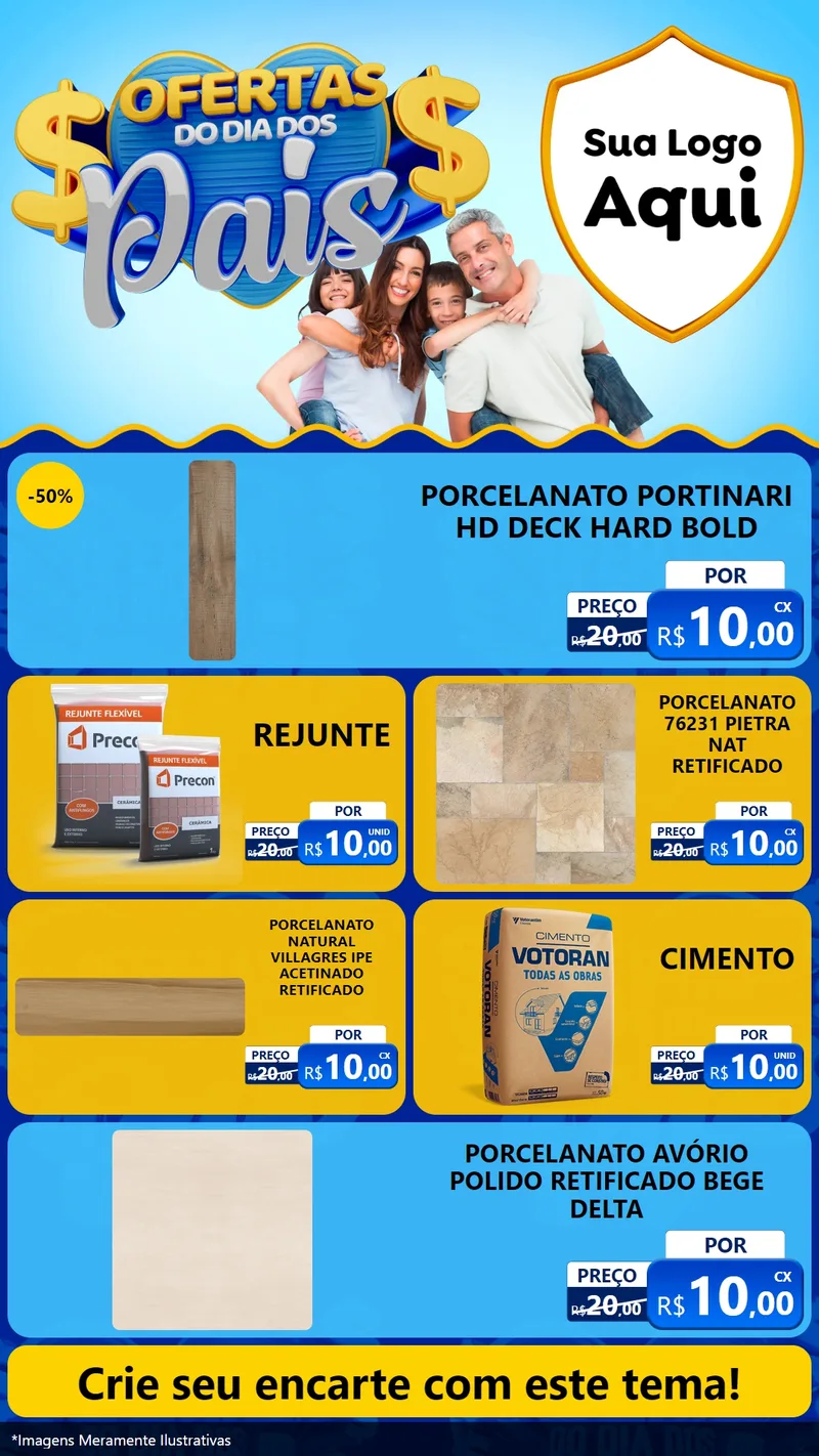 Modelo de TV para TV Vertical com o tema Ofertas do Dia dos Pais para Pisos e revestimentos