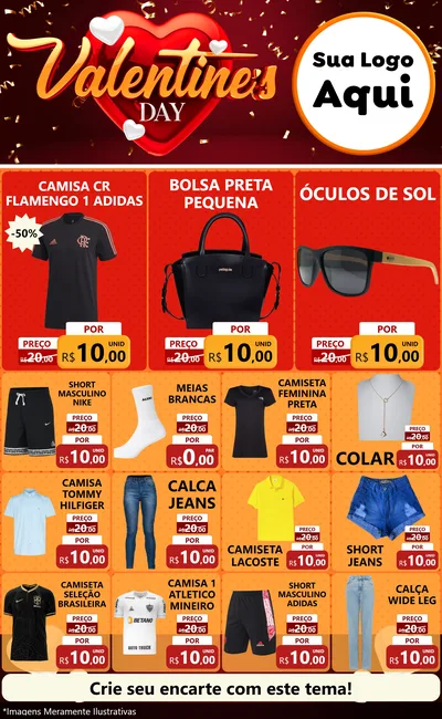 Modelo de Encarte para Encarte Grande com o tema Valentine's Day para Roupas e acessórios