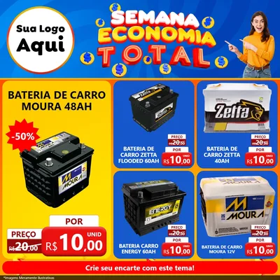 Modelo de Rede Social para Feed Facebook com o tema Semana Economia Total para Baterias Elétricas