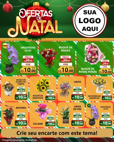 Modelo de Rede Social para Feed Instagram com o tema Ofertas de Natal para Floricultura e jardim