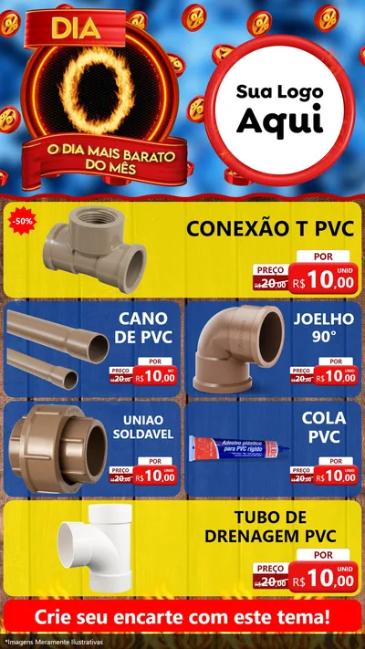 Modelo de TV para TV Vertical com o tema Dia O - O Dia Mais Barato Do Mês para Tubos e conexões