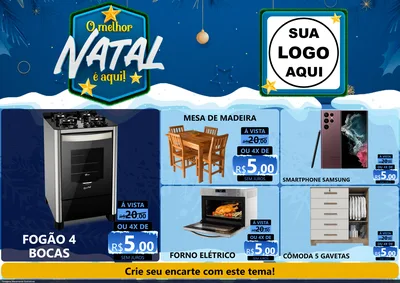 Modelo de Encarte para Encarte A4 Horizontal com o tema O Melhor Natal É Aqui! para Móveis e Eletro
