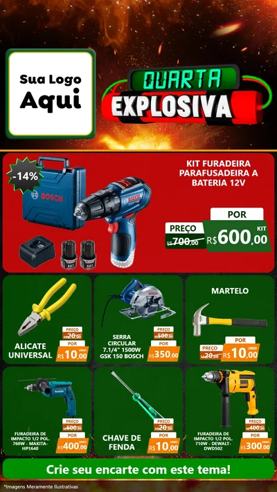 Modelo de Rede Social para Stories com o tema Quarta Explosiva para Maquinas e Ferramentas