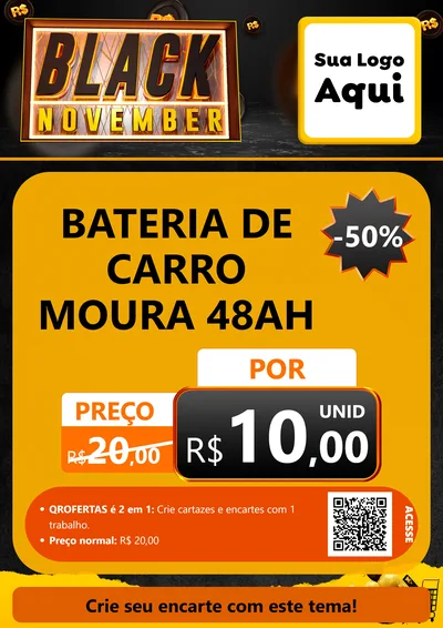 Modelo de Cartaz para Cartaz A4 Vertical com o tema Black November para Baterias Elétricas