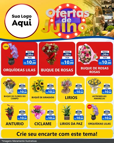 Modelo de Rede Social para Feed Instagram com o tema Ofertas de Julho para Floricultura e jardim