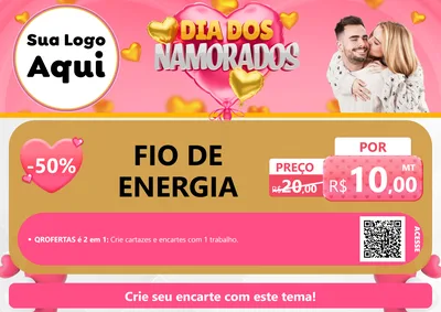 Modelo de Cartaz para Cartaz A4 Horizontal com o tema Dia dos Namorados para Materiais Elétricos