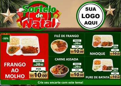 Modelo de Encarte para Encarte A4 Horizontal com o tema Sorteio de Natal para Restaurante