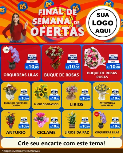 Modelo de Rede Social para Feed Instagram com o tema Final de Semana de Ofertas para Floricultura e jardim