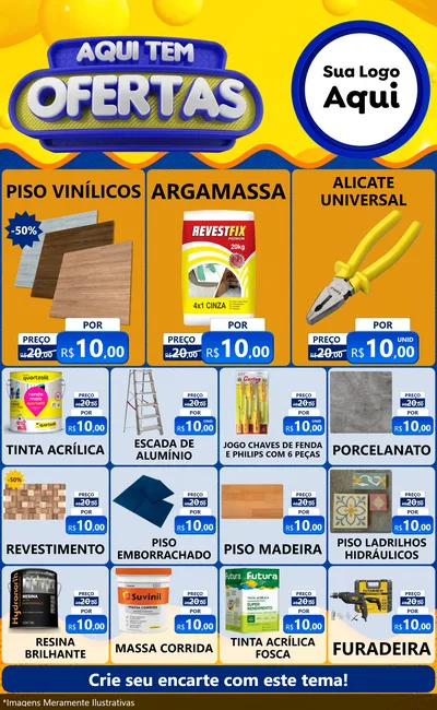 Modelo de Encarte para Encarte Grande com o tema Aqui Tem Ofertas para Material para Construção