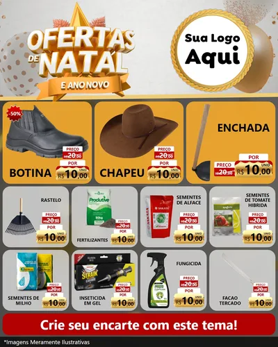 Modelo de Rede Social para Feed Instagram com o tema Ofertas De Natal E Ano Novo para Agropecuária