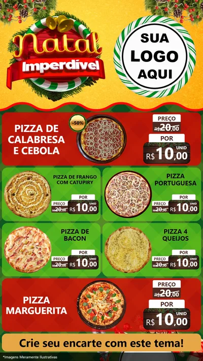 Modelo de TV para TV Vertical com o tema Natal Imperdível para Pizzaria